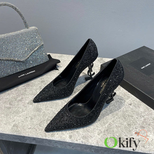 Okify YSL Crystal Heels In Black 10.5cm  - 1