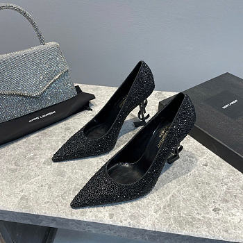 Okify YSL Crystal Heels In Black 10.5cm 