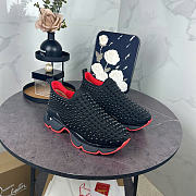 Okify Christian Louboutin Spike Sneakers In Black  - 5
