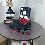 Okify Christian Louboutin Spike Sneakers In Black  - 3