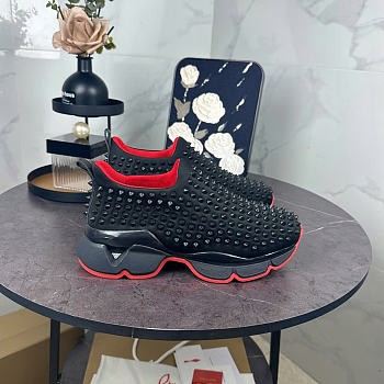 Okify Christian Louboutin Spike Sneakers In Black 