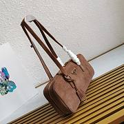 Okify Prada Brown Suede Shoulder Bag 30x14x8.5cm  - 3