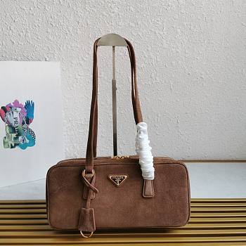 Okify Prada Brown Suede Shoulder Bag 30x14x8.5cm 