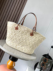 Okify Loewe Medium Anagram Basket Bag In Beige Iraca Palm And Calfskin 46x24x15cm  - 4