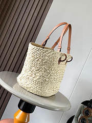 Okify Loewe Medium Anagram Basket Bag In Beige Iraca Palm And Calfskin 46x24x15cm  - 5