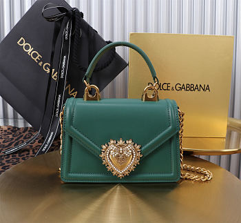 Okify Dolce & Gabbana Devotion Chain Handle Bag In Green 19x4.5x13cm