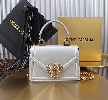Okify Dolce & Gabbana Devotion Chain Handle Bag In Silver 19x4.5x13cm