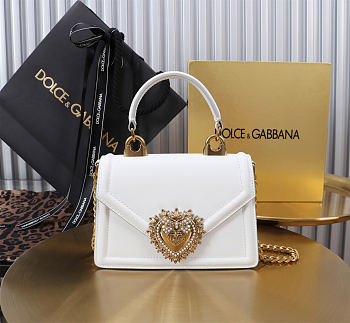 Okify Dolce & Gabbana Devotion Chain Handle Bag In White 19x4.5x13cm