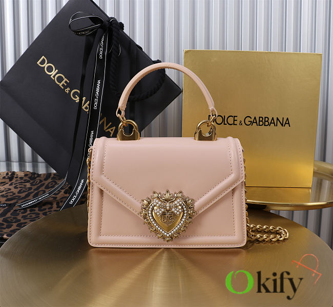 Okify Dolce & Gabbana Devotion Chain Handle Bag In Pink 19x4.5x13cm - 1
