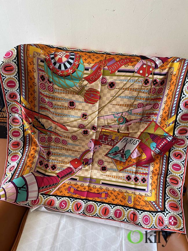 Okify Louis Vuitton Mulberry Silk Scarf 90x90cm 24504 - 1