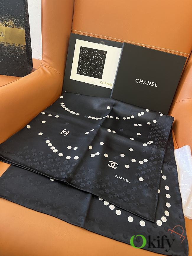 Okify CC Mulberry Silk Scarf In Black 90x90cm 24505 - 1