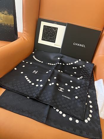 Okify CC Mulberry Silk Scarf In Black 90x90cm 24505