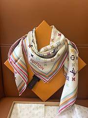 Okify Louis Vuitton x TM Mulberry Silk Scarf In White 90x90cm - 3