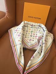 Okify Louis Vuitton x TM Mulberry Silk Scarf In White 90x90cm - 5