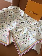 Okify Louis Vuitton x TM Mulberry Silk Scarf In White 90x90cm - 4