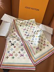 Okify Louis Vuitton x TM Mulberry Silk Scarf In White 90x90cm - 2