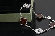 Okify VCA Silver Bracelet In Red And Diamond  - 6