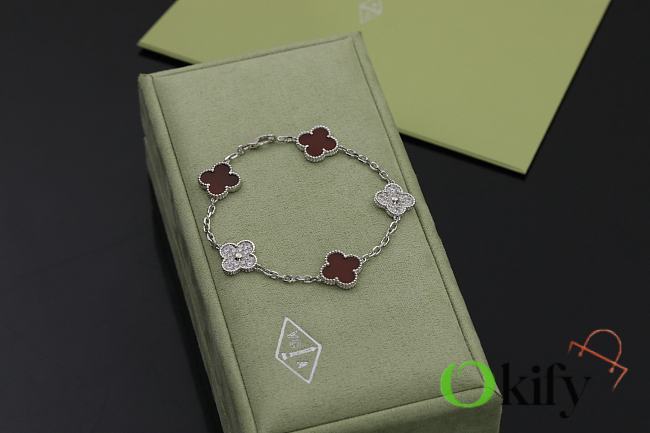 Okify VCA Silver Bracelet In Red And Diamond  - 1