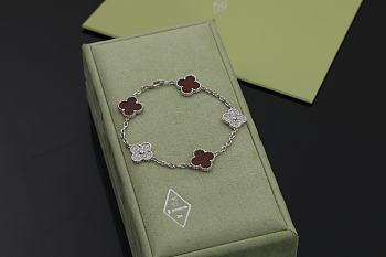 Okify VCA Silver Bracelet In Red And Diamond 