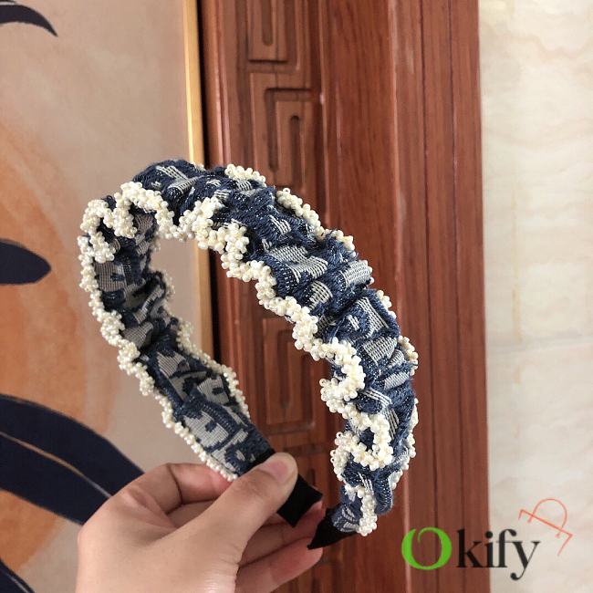 Okify Dior Denim Black Headband  - 1