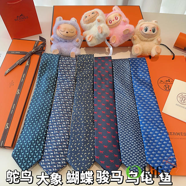 Okify Hermes Twill Silk Animal Tie  - 1