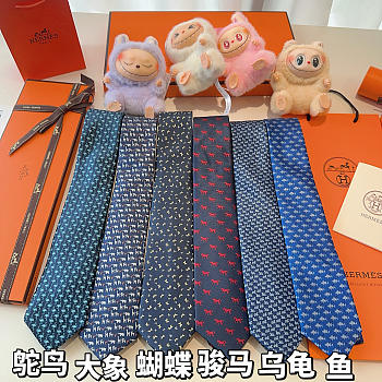 Okify Hermes Twill Silk Animal Tie 