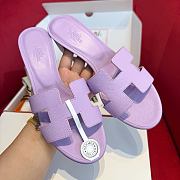 Okify Hermes Oasis Epsom High Heel Sandals In Purple 5cm - 4