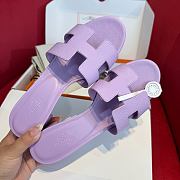 Okify Hermes Oasis Epsom High Heel Sandals In Purple 5cm - 1