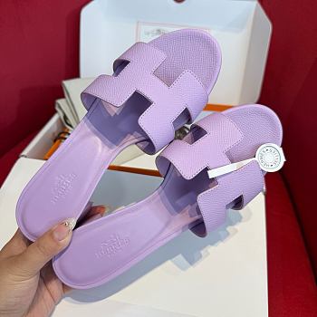 Okify Hermes Oasis Epsom High Heel Sandals In Purple 5cm