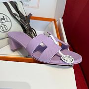 Okify Hermes Oasis Epsom High Heel Sandals In Purple 5cm - 6