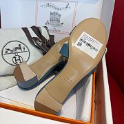 Okify Hermes Oasis Epsom High Heel Sandals In Blue 5cm - 3