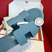 Okify Hermes Oasis Epsom High Heel Sandals In Blue 5cm - 5