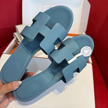 Okify Hermes Oasis Epsom High Heel Sandals In Blue 5cm