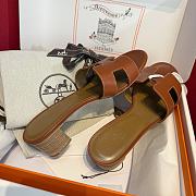 Okify Hermes Oasis Epsom High Heel Sandals In Brown 5cm - 6