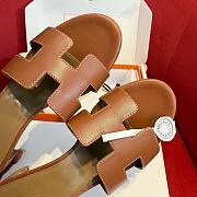 Okify Hermes Oasis Epsom High Heel Sandals In Brown 5cm - 3