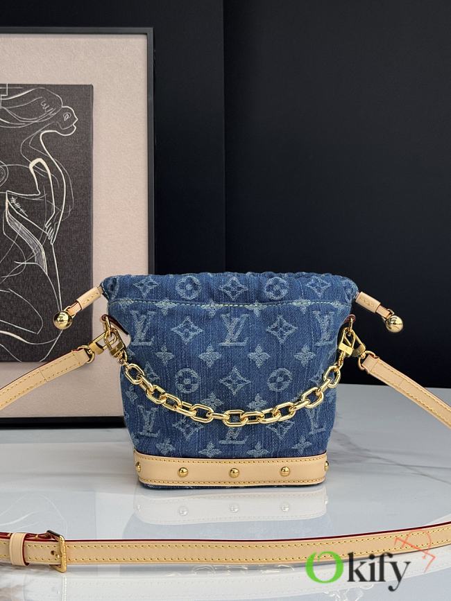 Okify Louis Vuitton Nano Noe Denim Bucket Bag M83043 17.5x20.5x8.8cm - 1