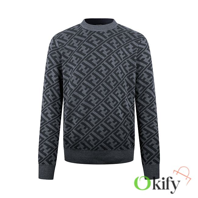 Okify Fendi Twill FF Gray Pullover Sweater - 1