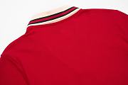 Okify Gucci V-neck Red Polo Shirt  - 4