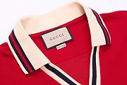 Okify Gucci V-neck Red Polo Shirt  - 3