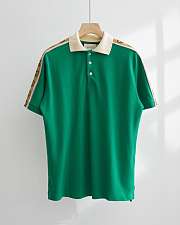 Okify Gucci V-neck Green Polo Shirt  - 1