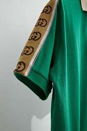 Okify Gucci V-neck Green Polo Shirt  - 4