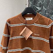 Okify MiuMiu Round Neck Knitted Short Sleeves Top In Brown - 4