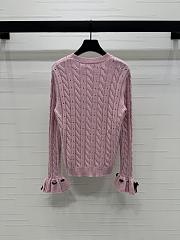 Okify Valentino Twisted Woven Pullover Long-Sleeved Sweater In Pink - 6