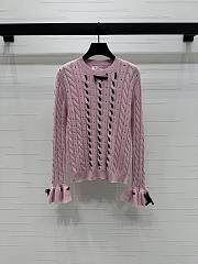 Okify Valentino Twisted Woven Pullover Long-Sleeved Sweater In Pink - 1