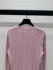 Okify Valentino Twisted Woven Pullover Long-Sleeved Sweater In Pink - 3