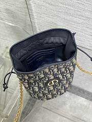Okify Dior 30 Montaigne Mini Bucket Bag With Drawstring In Blue 16x13x18.5cm - 4