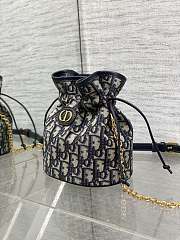 Okify Dior 30 Montaigne Mini Bucket Bag With Drawstring In Blue 16x13x18.5cm - 2