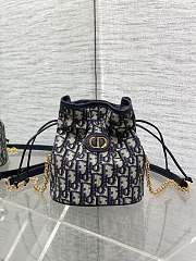 Okify Dior 30 Montaigne Mini Bucket Bag With Drawstring In Blue 16x13x18.5cm - 1