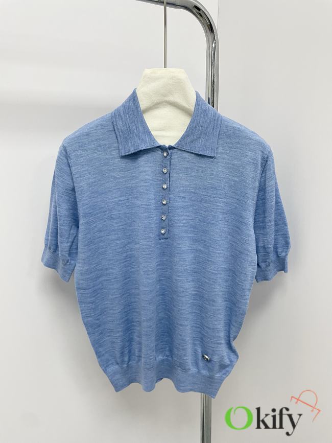 Okify Louis Vuitton Blue Polo Shirt  - 1