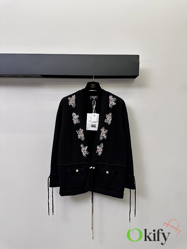 Okify CC Sequin Black Cardigan  - 1